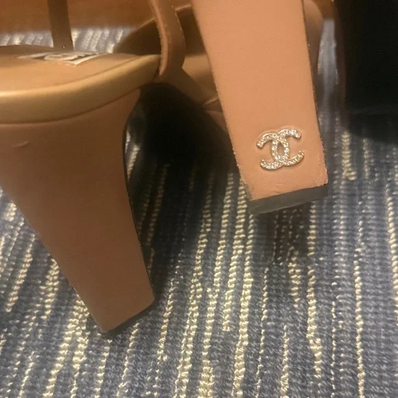 CHANEL Tan Leather Platform Sandals with Ankle Strap - Picture 5 of 9